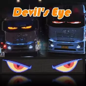 Светодиодный демонический глазной дисплей для грузовика, светодиодные огни для глаз, гибкий светодиодный дисплей, анимированные глаза, большие светодиодные панели для автомобиля, грузовика хань синий