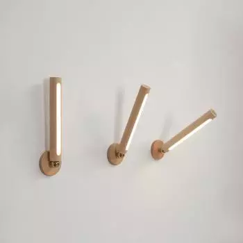 Светодиодный деревянный настенный светильник, 4000k, 1000 мАч, литиевая батарея, поворот на 360 градусов, зарядка через USB, затемнение