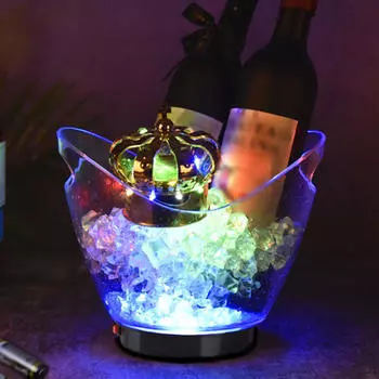 Светодиодный держатель для ведерка для льда, 4 литра, элегантный внешний вид, прозрачная ванна, контейнеры для напитков для