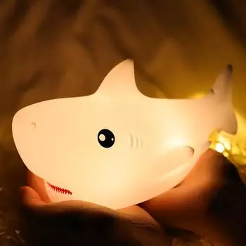 Светодиодный детский ночник в виде акулы, 7 цветов, перезаряжаемый через USB, силиконовый, прикроватный светильник для спальни, для детей, подарок для девочки