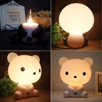 Светодиодный детский светильник для спальни с изображением панды и медведя, ночная настольная лампа, детский подарочный декор EU Plug