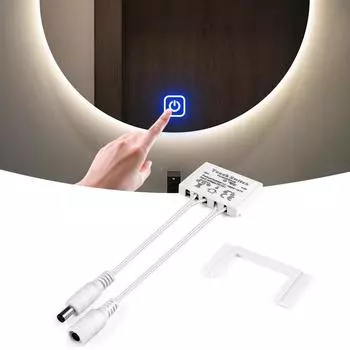 Светодиодный диммер для зеркала в ванной комнате, 12 В, 5 А, емкостный CCT, регулируемый сенсорный переключатель для зеркала, подсветка, украшение