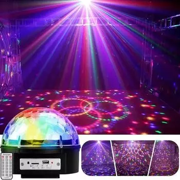 Светодиодный диско-шар Magic Ball Light Sound Control Party Lights TF Card MP3-плеер Звуковая активируемая лампа с Bluetooth для домашней вечеринки KTV US PLUG чёрный