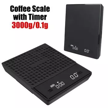 Светодиодный дисплей 3 кг/0,1 г, автоматический таймер, цифровое взвешивание, г/унции/мл, аксессуары для бариста, электронные кухонные аксессуары, высокоточные кухонные весы для кофе