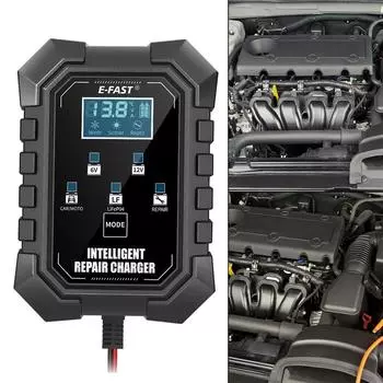 Светодиодный дисплей для мотоцикла, внедорожника, грузовика, интеллектуальное многофункциональное зарядное устройство для автомобильного аккумулятора, импульсный ремонт, зарядка аккумулятора, быстрый разъем 12 В/6 В US plug