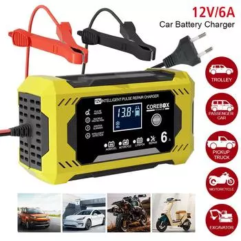 Светодиодный дисплей высокой мощности многофункциональный интеллектуальный автомобильный аккумулятор зарядное устройство импульсный ремонт аккумулятора зарядка интеллектуальная для мотоцикла внедорожника грузовик 12 В/6 А US plug