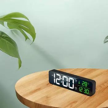 Светодиодный дисплей, зеркало, прикроватные часы, украшение для офиса, спальни, стола black