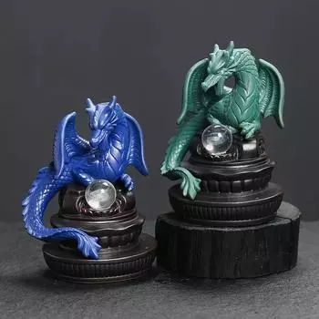 Светодиодный дракон водопад обратный поток курильница птерозавр домашний декор керамические изделия ручной работы с счастливым фэн-шуй шаром - без благовоний