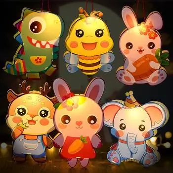 Светодиодный фонарь для фестиваля середины осени, светящийся фонарь из ПВХ, детский светильник с изображением животных из мультфильма для праздничной вечеринки, украшение, лампа