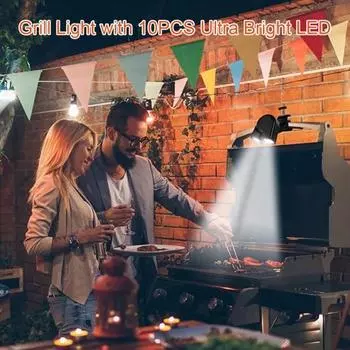 Светодиодный фонарь для гриля Yousheng, супер яркий, с высоким люменом, регулируемый угол, термостойкий, водонепроницаемый, многоцелевой, для барбекю, велосипедная лампа чёрный