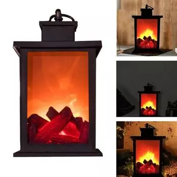 Светодиодный фонарь для камина, беспламенный дровяной огонь, мерцающее пламя, рождественская декоративная лампа чёрный