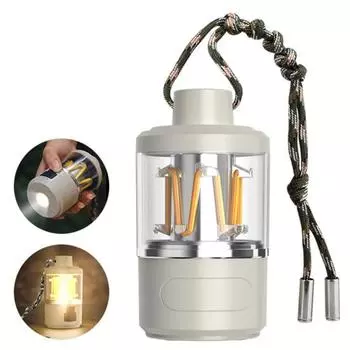 Светодиодный фонарь для кемпинга Type-C с зарядкой, передвижной светильник для палатки, перезаряжаемый фонарь для рыбалки на открытом воздухе со шнурком белый