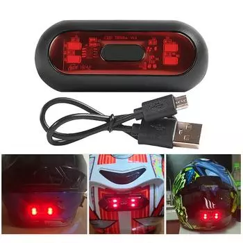 Светодиодный фонарь для мотоциклетного шлема с USB-зарядкой, ночной сигнал безопасности, предупреждающий фонарь, задний фонарь, водонепроницаемый аксессуар для шлема для езды на велосипеде