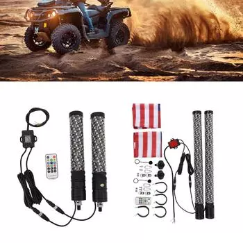 Светодиодный фонарь RGB Whip Light, бегущие огни, 10 настроек скорости, 366 режимов, дистанционное управление с помощью приложения для внедорожников, лодок, грузовиков и песков синий