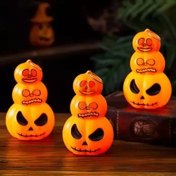 Светодиодный фонарь в виде тыквы на Хэллоуин, реалистичный 3-уровневый светильник в виде тыквы с жутким лицом для декора сада, патио, крыльца на Хэллоуин