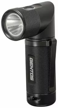 Светодиодный фонарик GENTOS с вращающейся головкой. Длительный срок службы, 3 часа. Питание: 3 батарейки типа ААА. Револьвер. Соответствует стандартам ANSI [яркость 150/10 чёрный