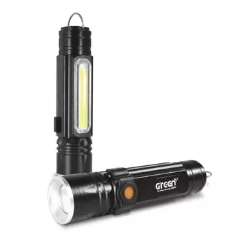 Светодиодный фонарик Greenon T6 COB Светодиодный фонарик IPX6 Водонепроницаемый 5 уровней затемнения Материал алюминиевого сплава Маленький легкий Перезаряжаемый через USB Телескопический