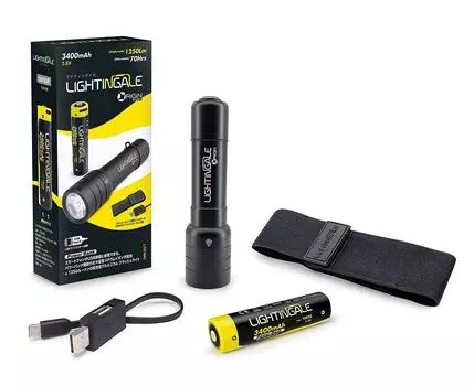 Светодиодный фонарик LTG1001 с аккумулятором, который также может питать [USB TYPE-C] смартфоны и т.д.. [1250 люмен]