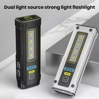 Светодиодный фонарик с боковой подсветкой COB. Супер яркий, несколько режимов освещения. Водонепроницаемый, компактный, портативный светодиодный фонарик. белый