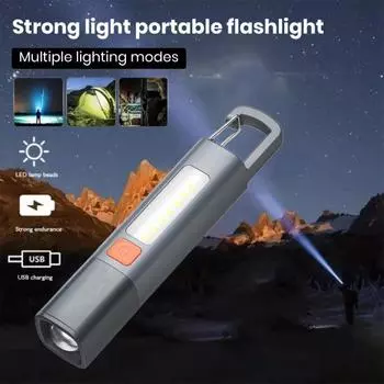 Светодиодный фонарик, супер яркий, высокий люмен, 3 режима освещения, телескопический, масштабируемый, перезаряжаемый через USB, компактный водонепроницаемый походный фонарь