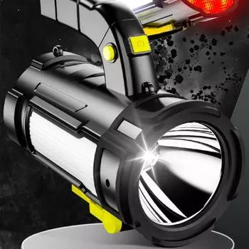 Светодиодный фонарик, высокая перезаряжаемая водонепроницаемость, яркость освещения, несколько режимов, вращающаяся ручка, большой диапазон излучения, ABS чёрный