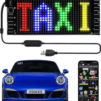 Светодиодный гибкий дисплей с приложением Bluetooth, рекламный экран, водонепроницаемый полноцветный экран с прокруткой субтитров, интеллектуальная автомобильная наклейка