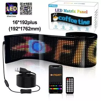 Светодиодный гибкий рулонный рекламный знак, матрица, пиксельная панель, автомобильный знак, RGB, Bluetooth, приложение, шаблон, анимация, логотип, дисплей, увеличенная длина 7X17CM