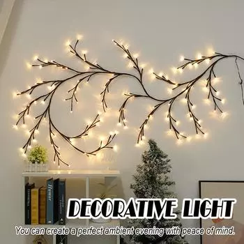 Светодиодный гибкий светильник из ротанга, настенный, теплый белый, 3000 К, освещение для дома, водонепроницаемый, светодиодный, декоративный, для спальни в помещении 4.7Ft 72LEDs