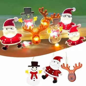 Светодиодный гирляндный светильник на батарейках, простой в установке, всегда включенный, снеговик, Санта-Клаус, гирляндная лампа, украшение для рождественской вечеринки 1M 1