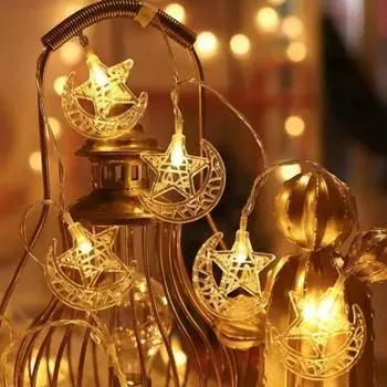 Светодиодный гирляндный светильник, теплый белый, с USB-подключением, замок со звездой и луной, фестивальный свет, украшение для Рамадана, Мубарак Ид, домашний декор B USB Plug
