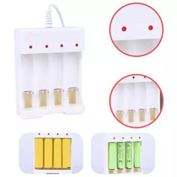Светодиодный индикатор на 4 слота. Перезаряжаемый Ni-MH Ni-Cd аккумулятор типа AA/AAA. Практичное зарядное устройство. белый