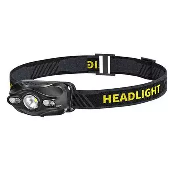 Светодиодный индукционный налобный фонарь для кемпинга, водонепроницаемый индуктивный налобный фонарь с зарядкой для пеших прогулок, рыбалки чёрный