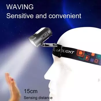 Светодиодный индукционный налобный фонарь Mini Cap Clip Light 1200Mah Встроенный аккумулятор USB перезаряжаемый налобный фонарь для кемпинга и рыбалки