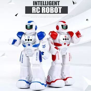 Светодиодный интеллектуальный программируемый робот с дистанционным управлением, интерактивное пение, танцы, игрушка синий