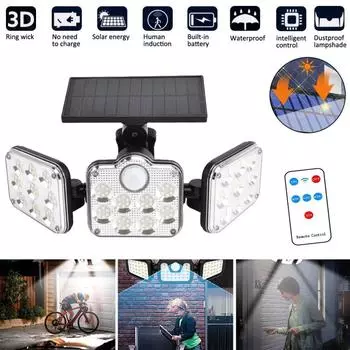 Светодиодный источник света 5000 лм, датчик движения, настенный светильник, солнечный светильник, уличный водонепроницаемый ночник, сплит-вращающаяся индукционная лампа, гаражное освещение, уличный фонарь Integrated type-3000lm