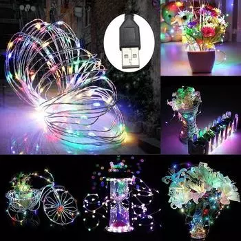 Светодиодный кнопочный светильник, гирлянда, кнопка, батарейный отсек, медный провод, световая гирлянда, цветная гирлянда для рукоделия, подарочная коробка, декоративная гирлянда 1 m белый