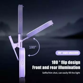 Светодиодный кольцевой светильник для селфи, вращающийся на 180 градусов, супер яркий, 3 режима, перезаряжаемый телефон, магнитный светильник для селфи, заполняющий светильник для макияжа с зеркалом розовый