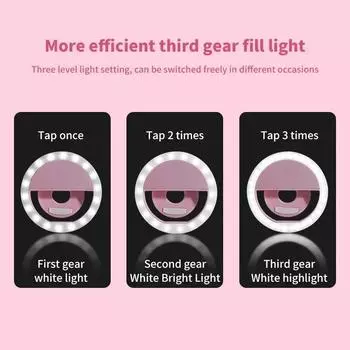 Светодиодный кольцевой светильник для селфи с USB зарядкой, объектив мобильного телефона, светодиодный светильник для селфи, кольцо для iPhone, для Samsung, Xiaomi, телефон для селфи