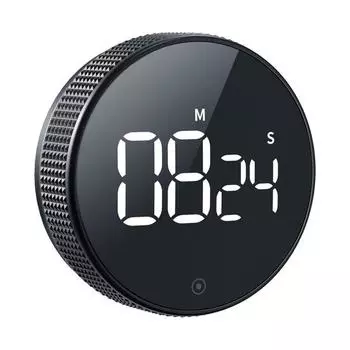 Светодиодный кухонный таймер Магнитный таймер обратного отсчета для приготовления пищи и выпечки Регулируемый угол Поворотное управление Громкий сигнал Таймер для отслеживания упражнений чёрный