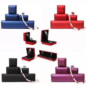 Светодиодный кулон-кольцо, браслет, ящик для хранения ювелирных изделий, держатель для дисплея Ring Box фиолетовый