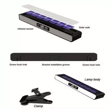 Светодиодный ландшафтный светильник на солнечной батарее с датчиком движения - пристегивается, идеально подходит для двора, сада, забора и наружного декора, идеально подходит для кемпинга, лестниц, Рождества чёрный