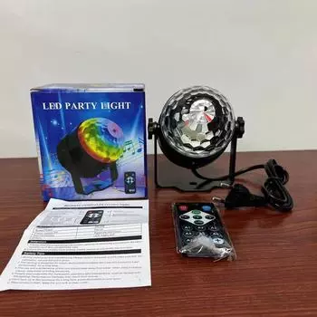 Светодиодный маленький магический шар с дистанционным управлением, мини-магический шар с кристаллами, цветной вращающийся сценический светильник с голосовым управлением, лазерный светильник для сцены KTV EU