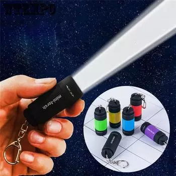 Светодиодный мини-фонарик, сильный свет, перезаряжаемый через USB небольшой портативный брелок для ключей, домашний уличный фонарик 5.5*2.1cm розовый