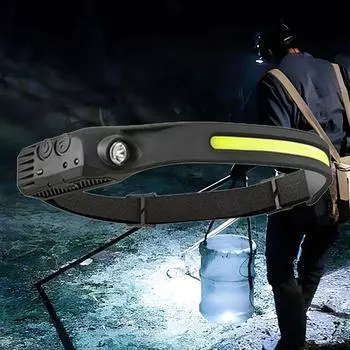 Светодиодный мини многофункциональный налобный фонарь с датчиком бликов COB для активного отдыха на природе, рыбалки, портативный прожектор, рабочая лампа, фонарик