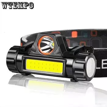 Светодиодный мощный налобный фонарь Cob Headwear Outdoor Night Fishing Light Magnet Work Light Mining Light Водонепроницаемый фонарик чёрный