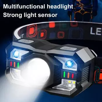 Светодиодный мощный налобный фонарь с USB-перезаряжаемым датчиком движения, портативный налобный фонарь для рыбалки, кемпинга, работы