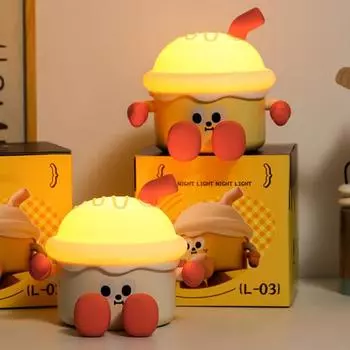Светодиодный мультяшный ночной светильник с регулируемой яркостью, мягкий свет, без мерцания, энергосберегающий, перезаряжаемый, настольный, для торта, окружающее освещение белый