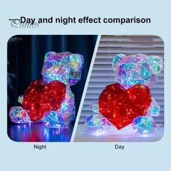 Светодиодный музыкальный плюшевый медведь, украшение, красочная светящаяся поющая игрушка, медведь, дисплей, форма для детей, несколько украшений для девочек 20cm