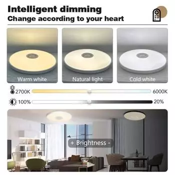 Светодиодный музыкальный потолочный светильник Tuya с пультом дистанционного управления RGB-подсветка для украшения дома, освещение для гостиной, спальни, умное аудио