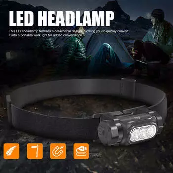 Светодиодный налобный фонарь 1150LM 3 белых светодиода, многорежимный водонепроницаемый перезаряжаемый светодиодный налобный фонарь для работы на открытом воздухе